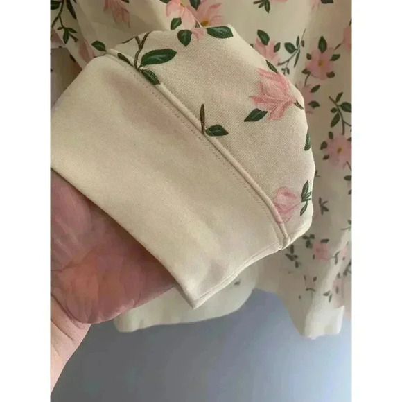 Draper James Woman's Cream Magnolia Floral Print Long Sleeved Crewneck Sweater - Picture 6 of 7